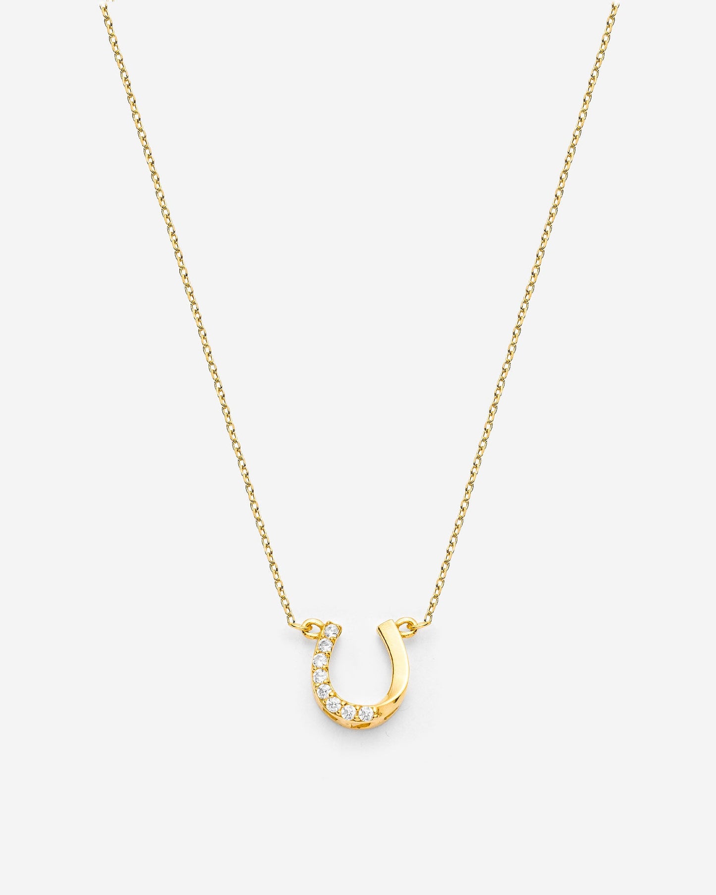 CZ Horseshoe Pendant Necklace - Lucy Jewelry