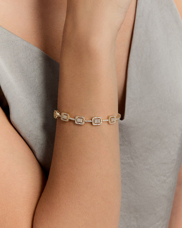 Delicate Baguette Gold Tennis Bracelet 925k - Tenni Jewelry