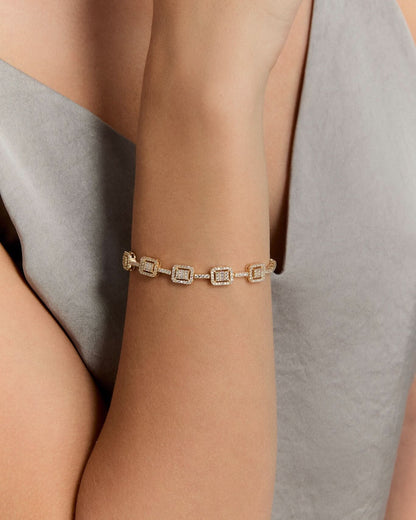 Delicate Baguette Gold Tennis Bracelet 925k - Tenni Jewelry
