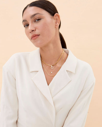 Layered Rectangle Pave Link & Toggle Necklace Set - Set Jewelry