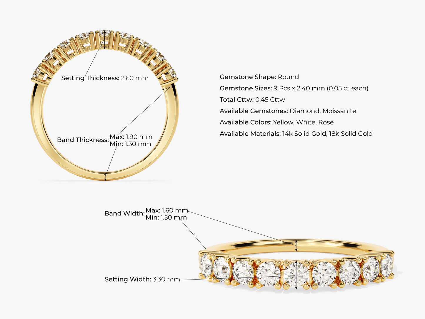Nine Stone Basket Anniversary Band (0.45 CT TW)