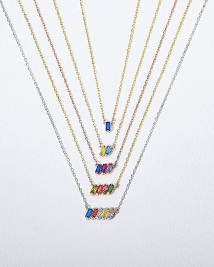 Family Birthstone Necklace, Multi Stone Bar Necklace
