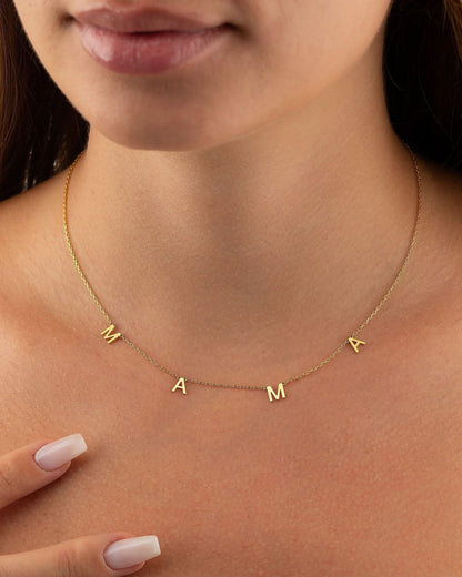 MAMA Necklace, Gold Letter Necklace