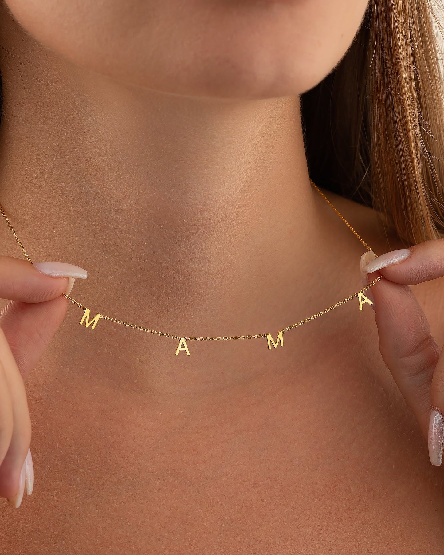 MAMA Necklace, Gold Letter Necklace