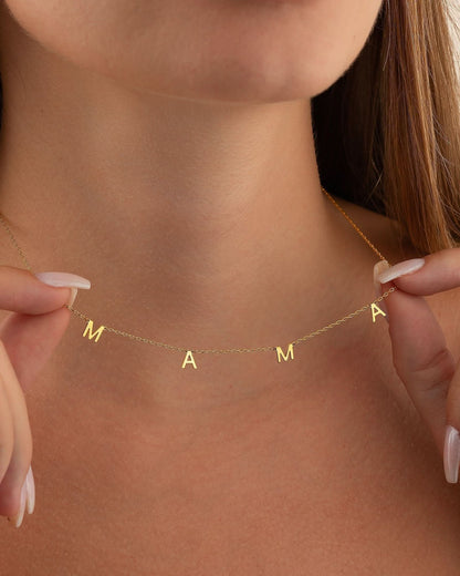 MAMA Necklace, Gold Letter Necklace