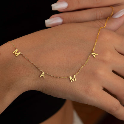 MAMA Necklace, Gold Letter Necklace