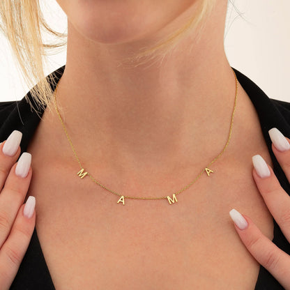 MAMA Necklace, Gold Letter Necklace