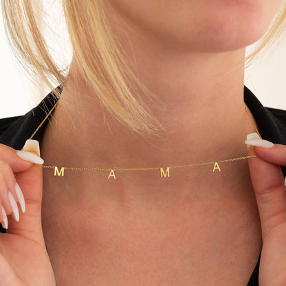 MAMA Necklace, Gold Letter Necklace