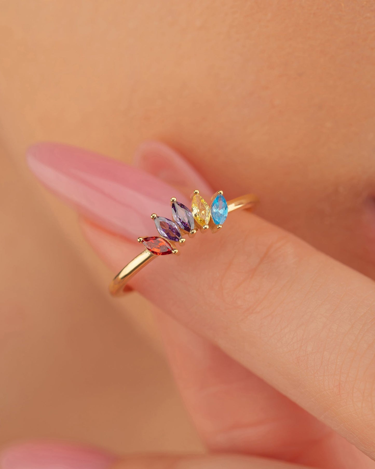Birthstone Ring - Multi Stone Family Ring - Colorful Gem Jewelry Gift