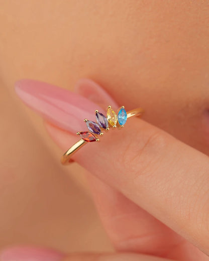 Birthstone Ring - Multi Stone Family Ring - Colorful Gem Jewelry Gift