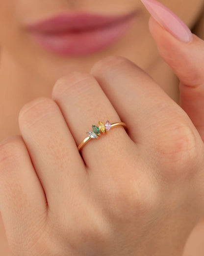 Birthstone Ring - Multi Stone Family Ring - Colorful Gem Jewelry Gift