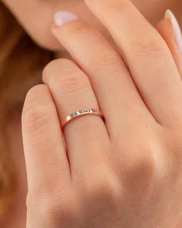 Name Birthstone Ring - Personalized Engraved Ring - Custom Jewelry Gift - 925k Sterling Silver