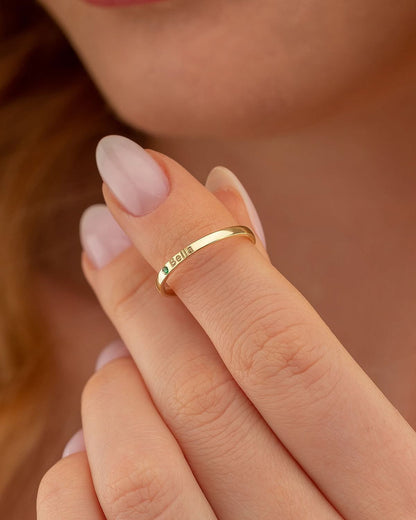 Name Birthstone Ring - Personalized Engraved Ring - Custom Jewelry Gift - 925k Sterling Silver