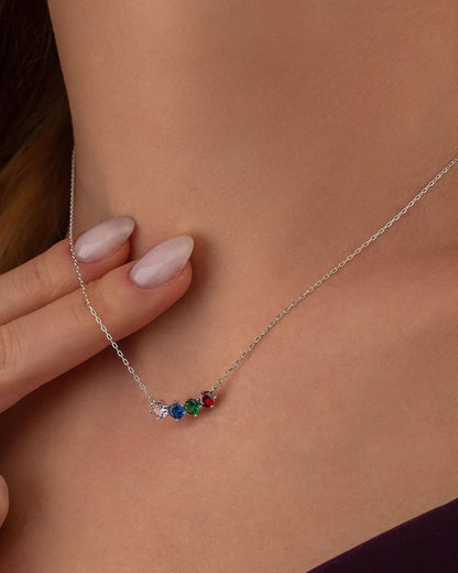 Minimalist Birthstone Necklace - Dainty Gold Chain with Colorful Gems - 925k Sterling Silver