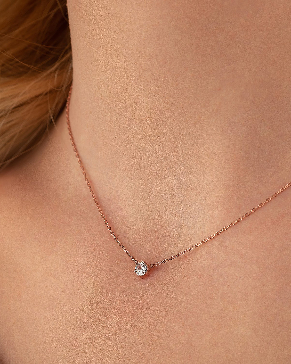 Minimalist Birthstone Necklace - Dainty Gold Chain with Colorful Gems - 925k Sterling Silver