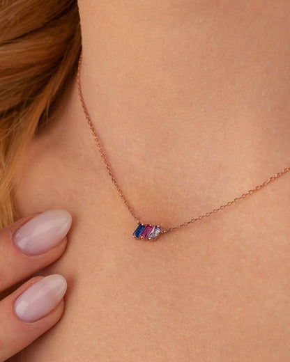 Family Birthstone Necklace, Multi Stone Bar Necklace