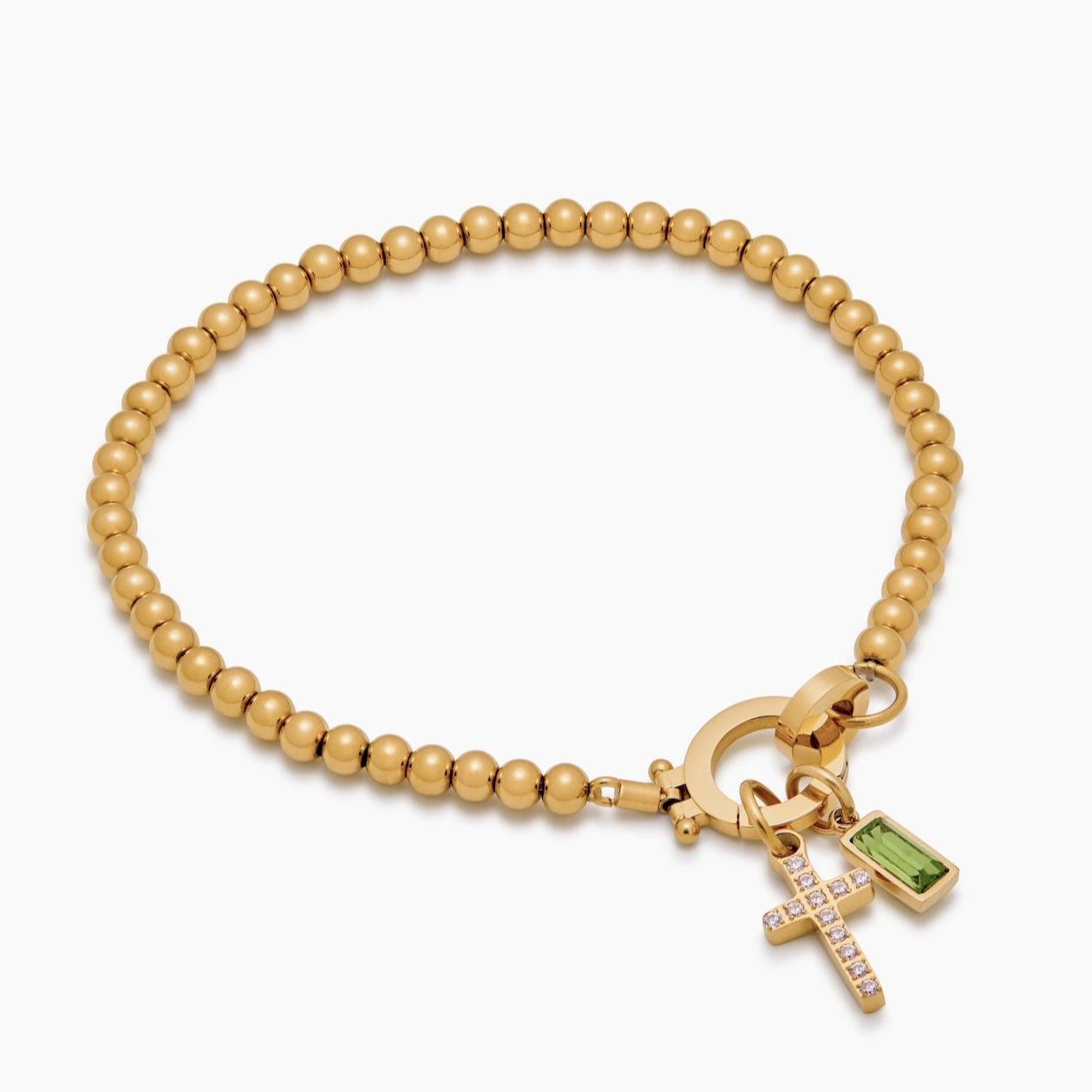 Beaded Birthstone Cross Charm Bracelet - Jewelry Handcrafts