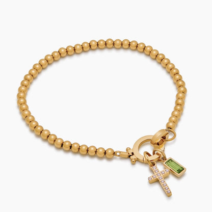 Beaded Birthstone Cross Charm Bracelet - Jewelry Handcrafts