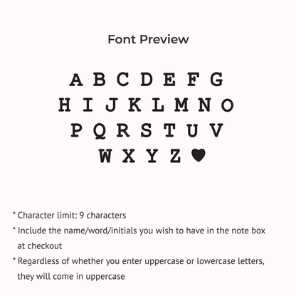 JWH font preview guide for Multiple Initials Necklace