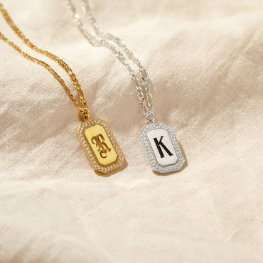 JWH Initial Tag Charm Necklace personalized jewelry