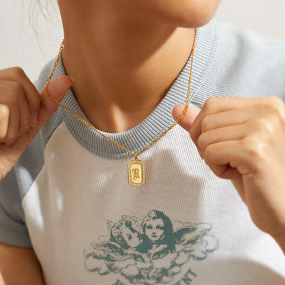 JWH Initial Tag Charm Necklace personalized jewelry