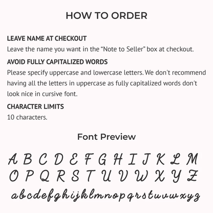 JWH font preview guide for Stackable Name Ring