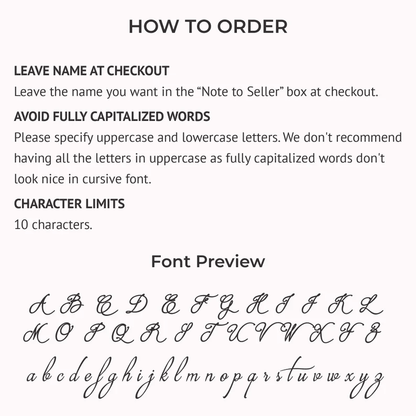 JWH font preview guide for Custom Name Ring