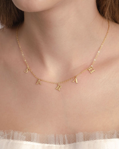 Drop Letter Name Necklace - Custom Initial Jewelry - Personalized Gift for Her - 925k Sterling Silver