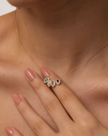 Birthstone Pendant Necklace - Multi Stone Jewelry - Meaningful Gift for Her - 925k Sterling Silver
