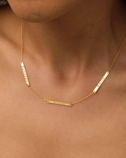Multiple Name Bar Necklace - Custom Engraved Jewelry - Personalized Gift for Her - 925k Sterling Silver
