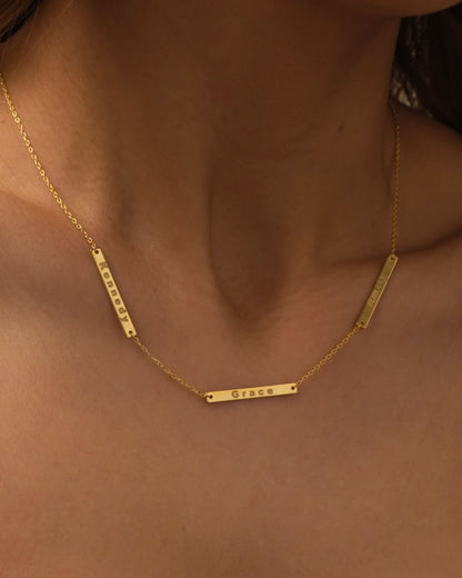Multiple Name Bar Necklace - Custom Engraved Jewelry - Personalized Gift for Her - 925k Sterling Silver