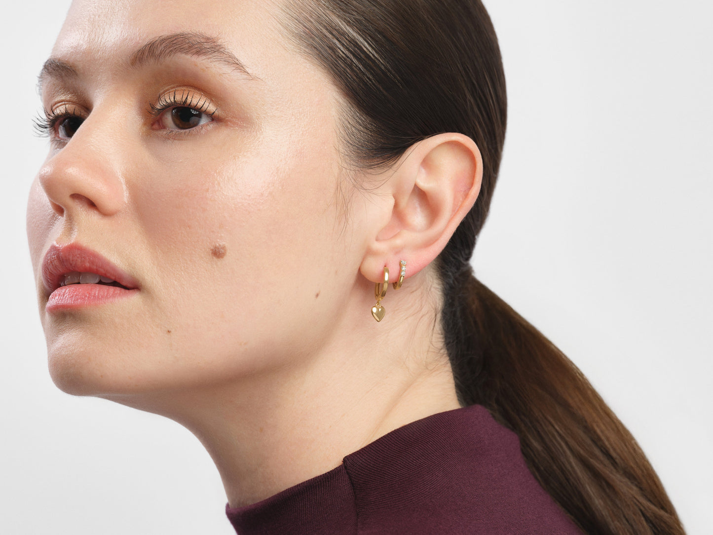 Heart Dangle Huggie Earrings