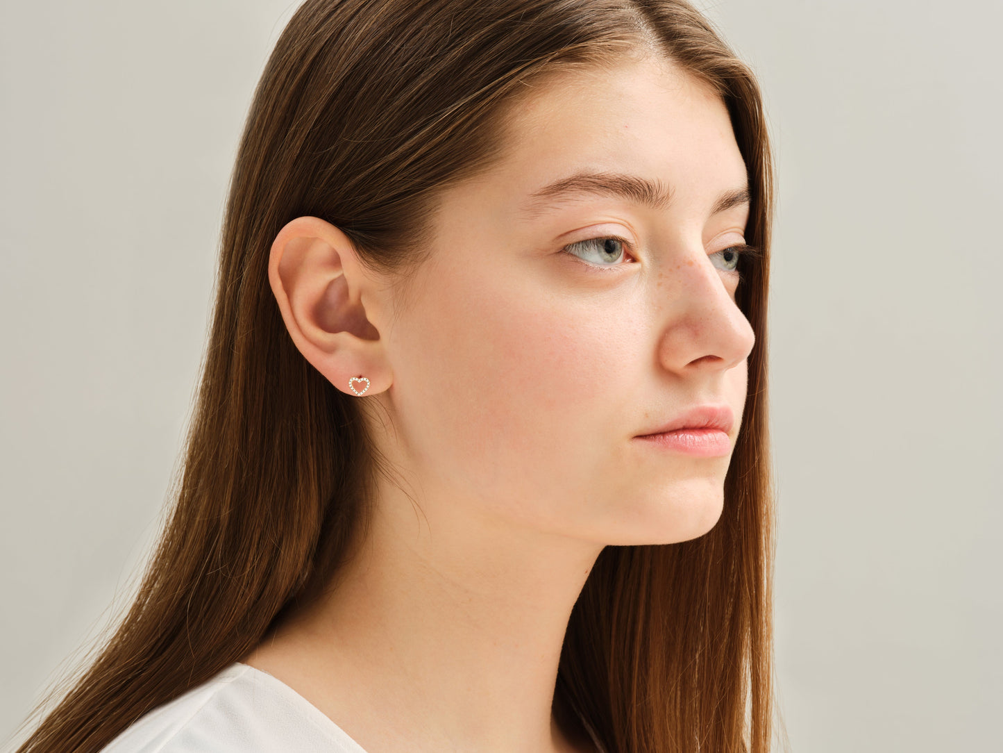 Open Heart Stud Earrings
