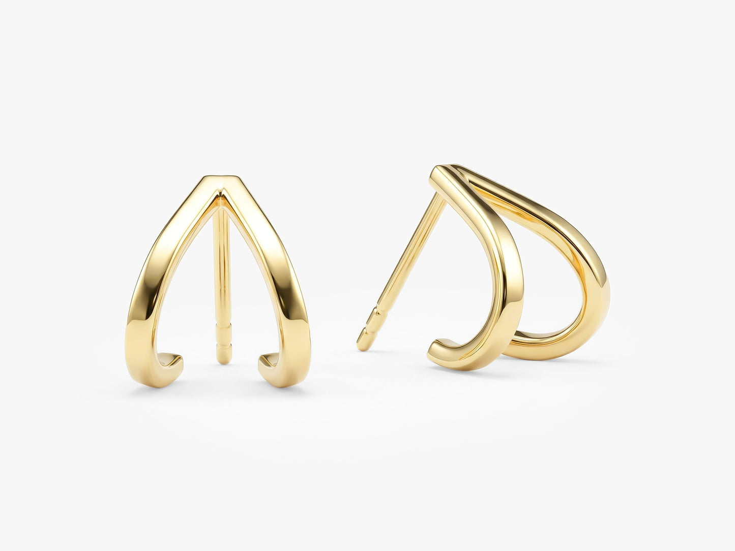 Dual Plain Huggie Earrings