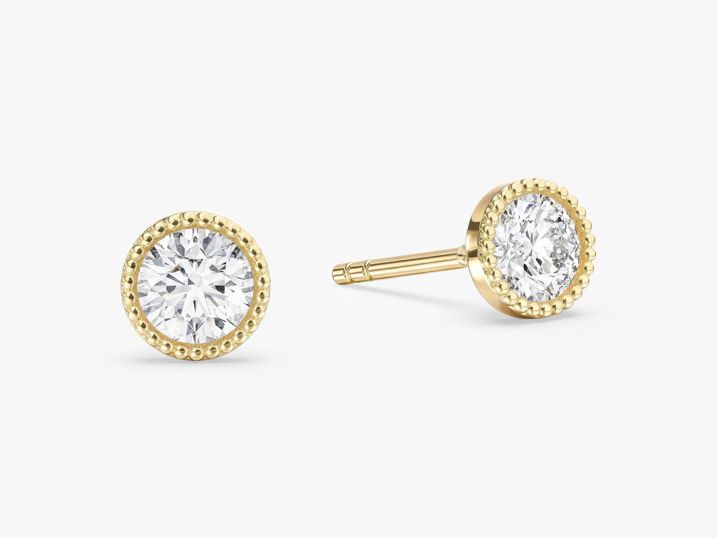 Milgrain Bezel Stud Earrings (0.50 ct tw)