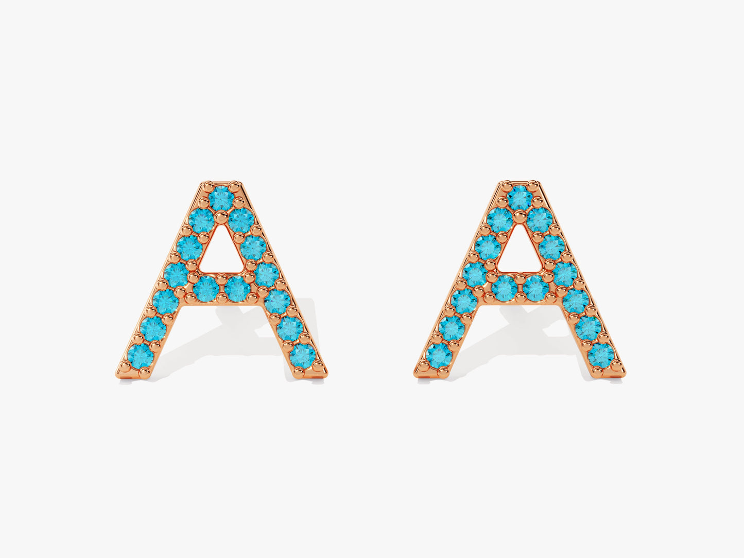 Birthstone Initial Letter Stud Earrings