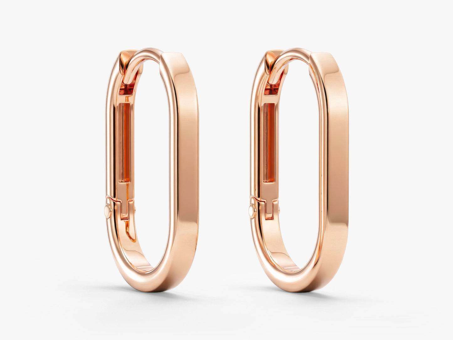Elongated Oval Hoop Earrings