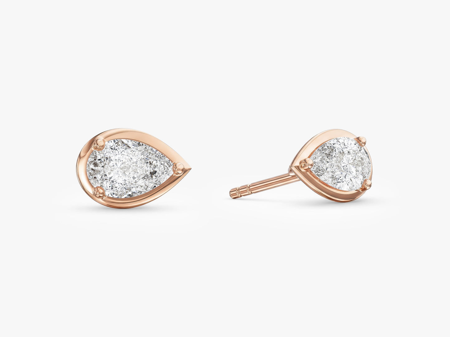 Bezel Pear Solitaire Earrings