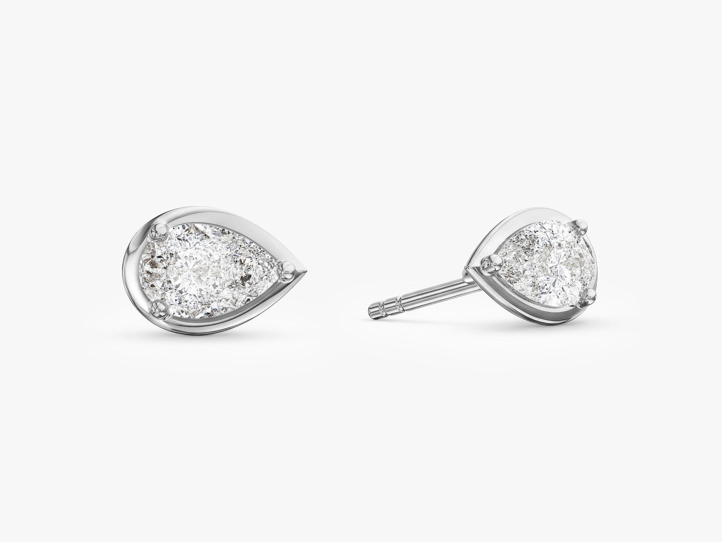Bezel Pear Solitaire Earrings