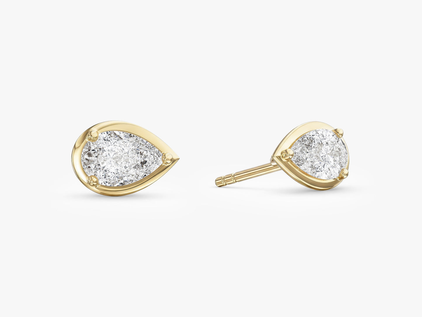 Bezel Pear Solitaire Earrings