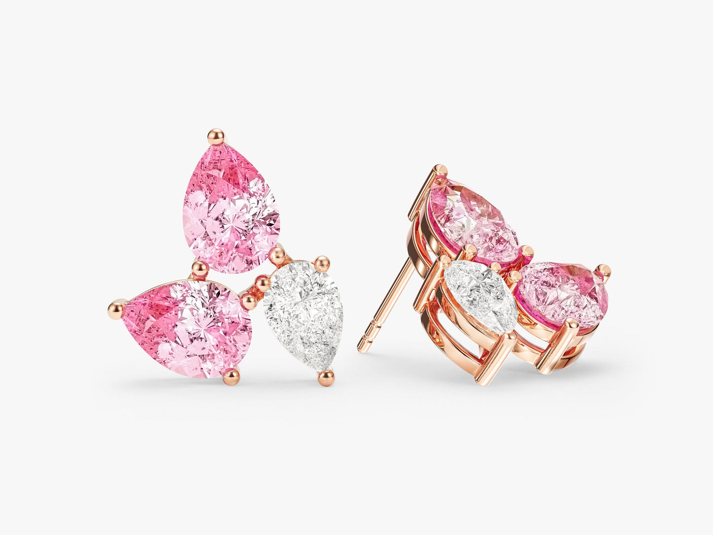 Trio Pear Cut Birthstone Stud Earrings