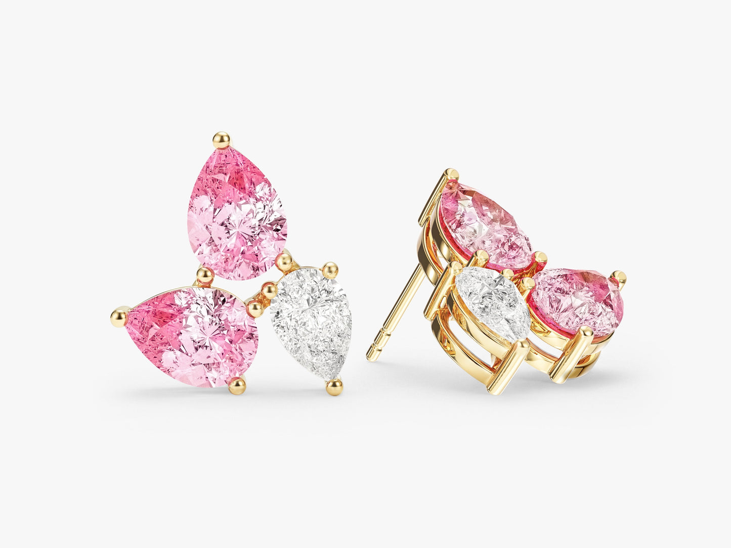 Trio Pear Cut Birthstone Stud Earrings