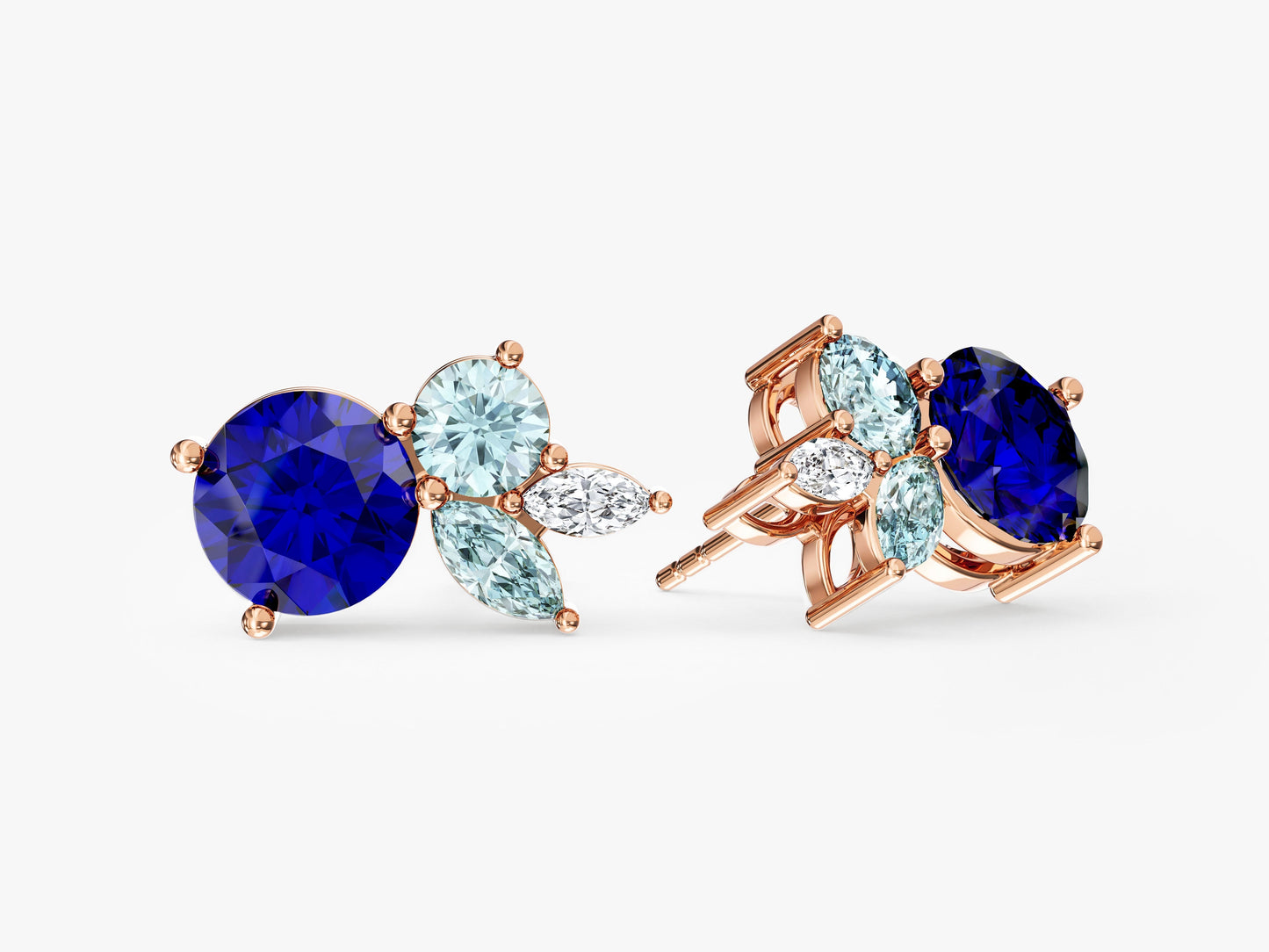Multi Cut Birthstone Cluster Earrings