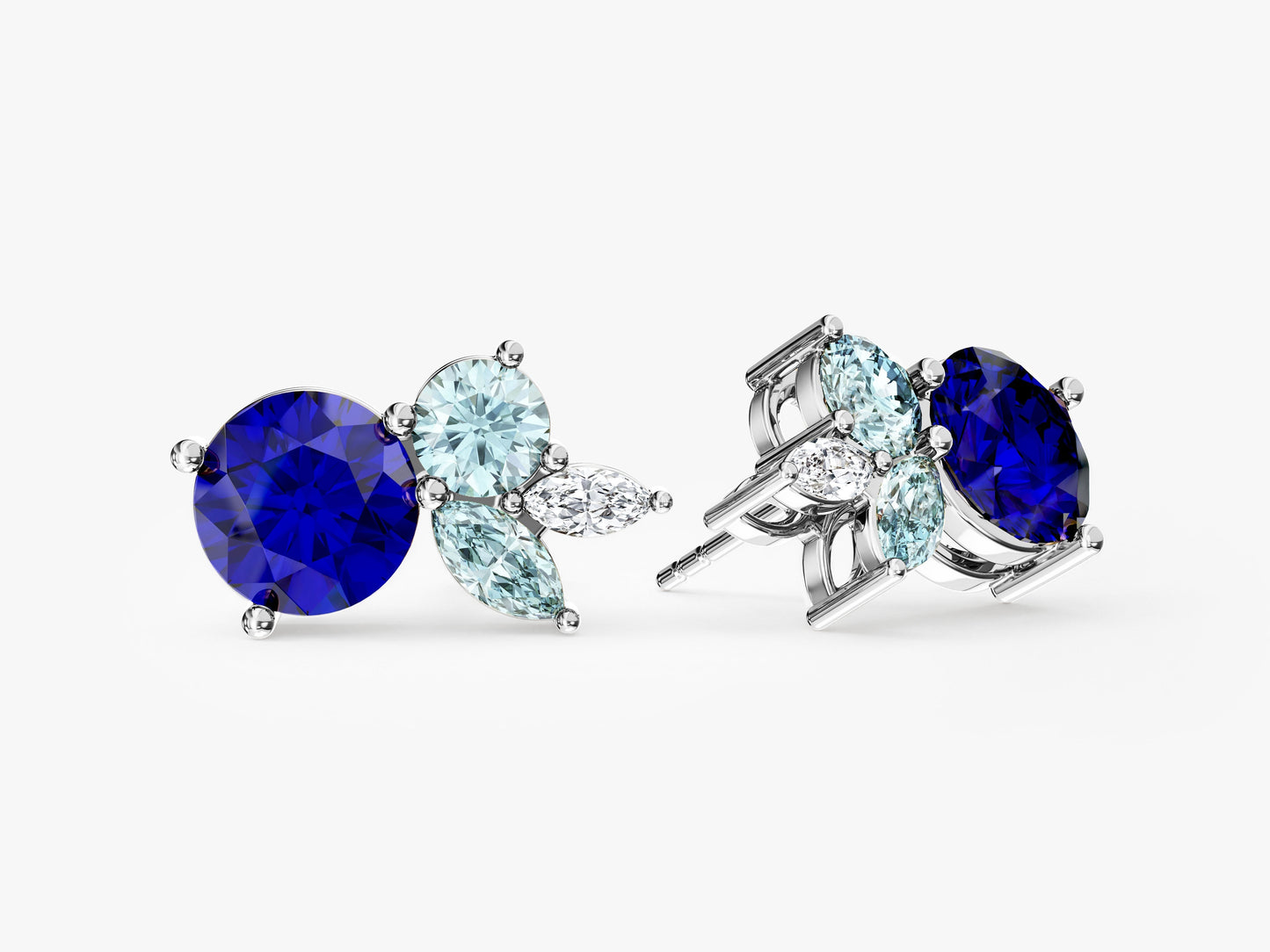 Multi Cut Birthstone Cluster Earrings