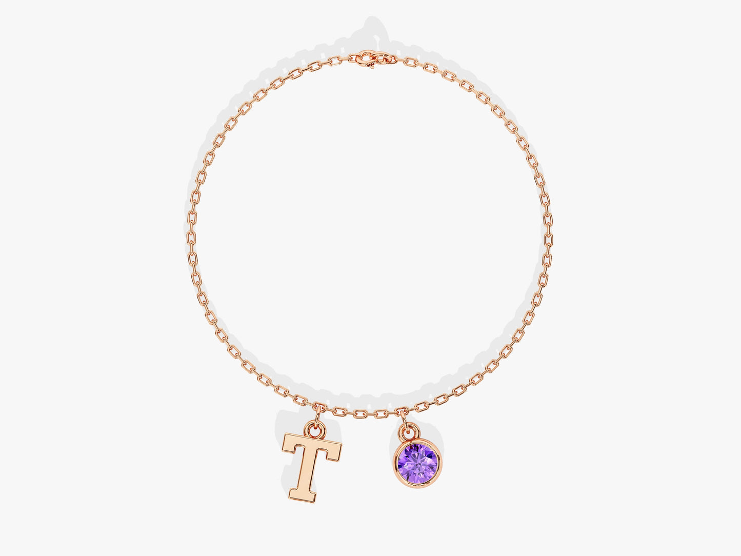 Initial Birthstone Charm Bracelet