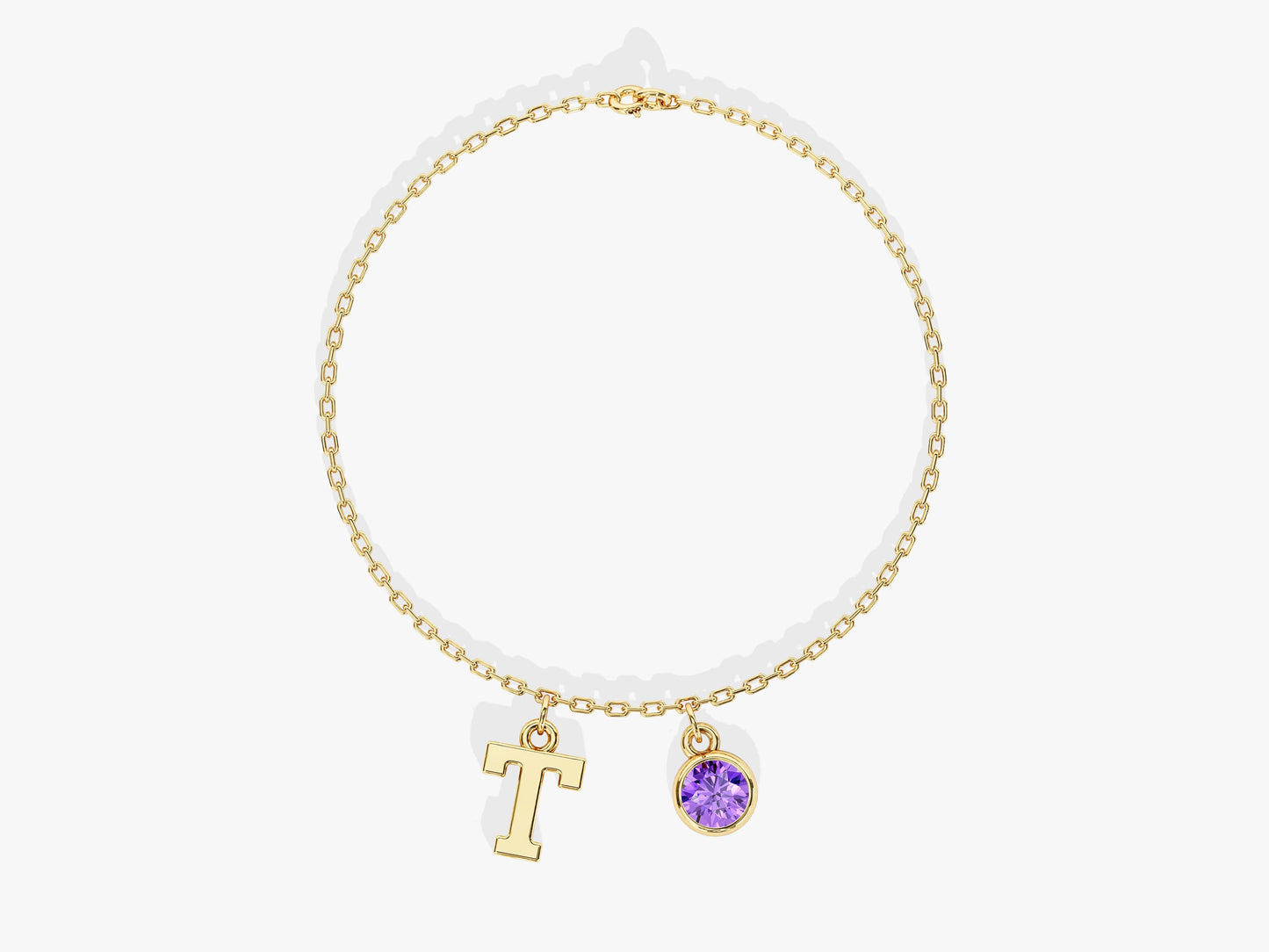 Initial Birthstone Charm Bracelet