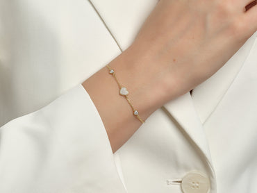Pave Heart Triple Bracelet
