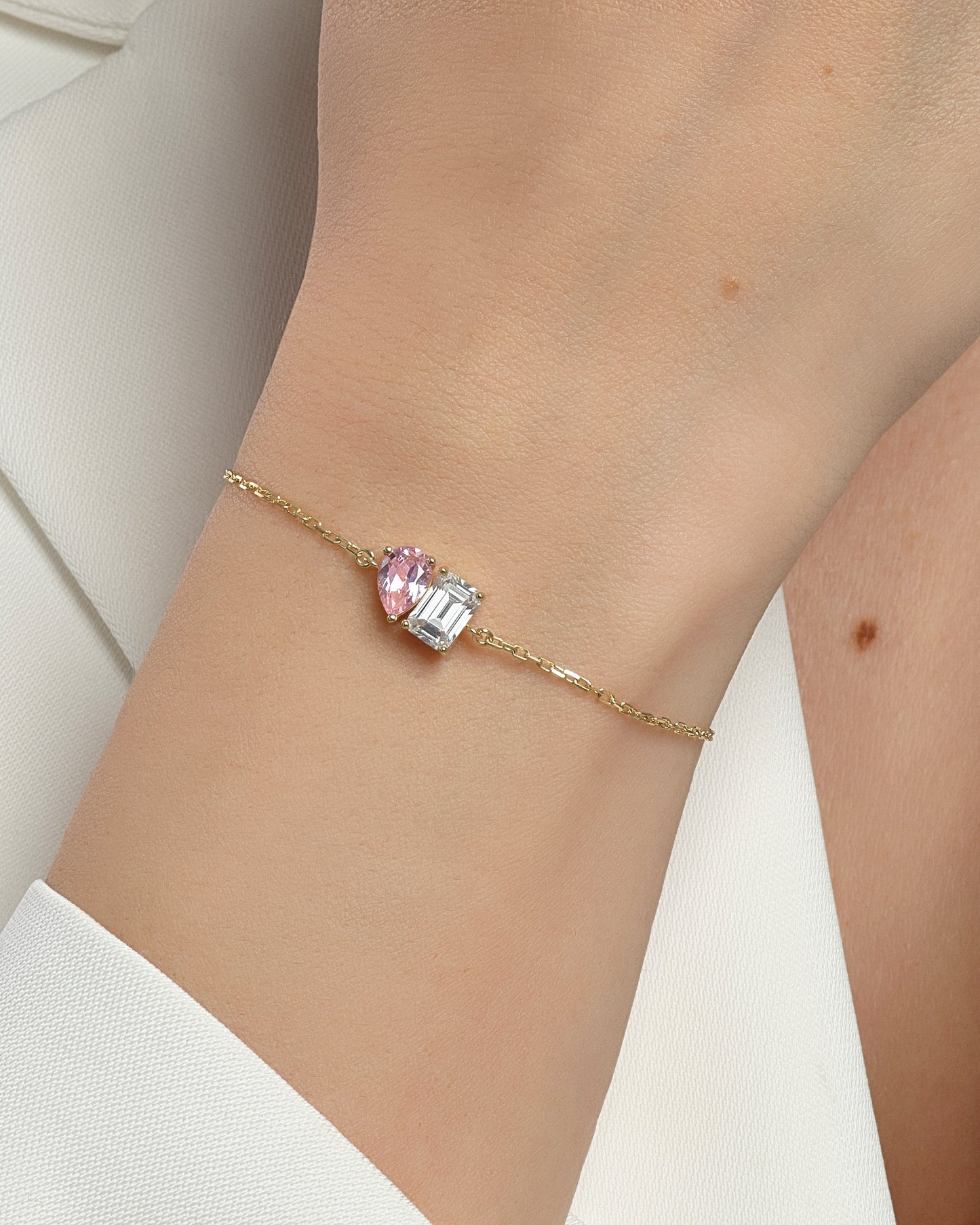 Emerald & Pear Birthstone Bracelet