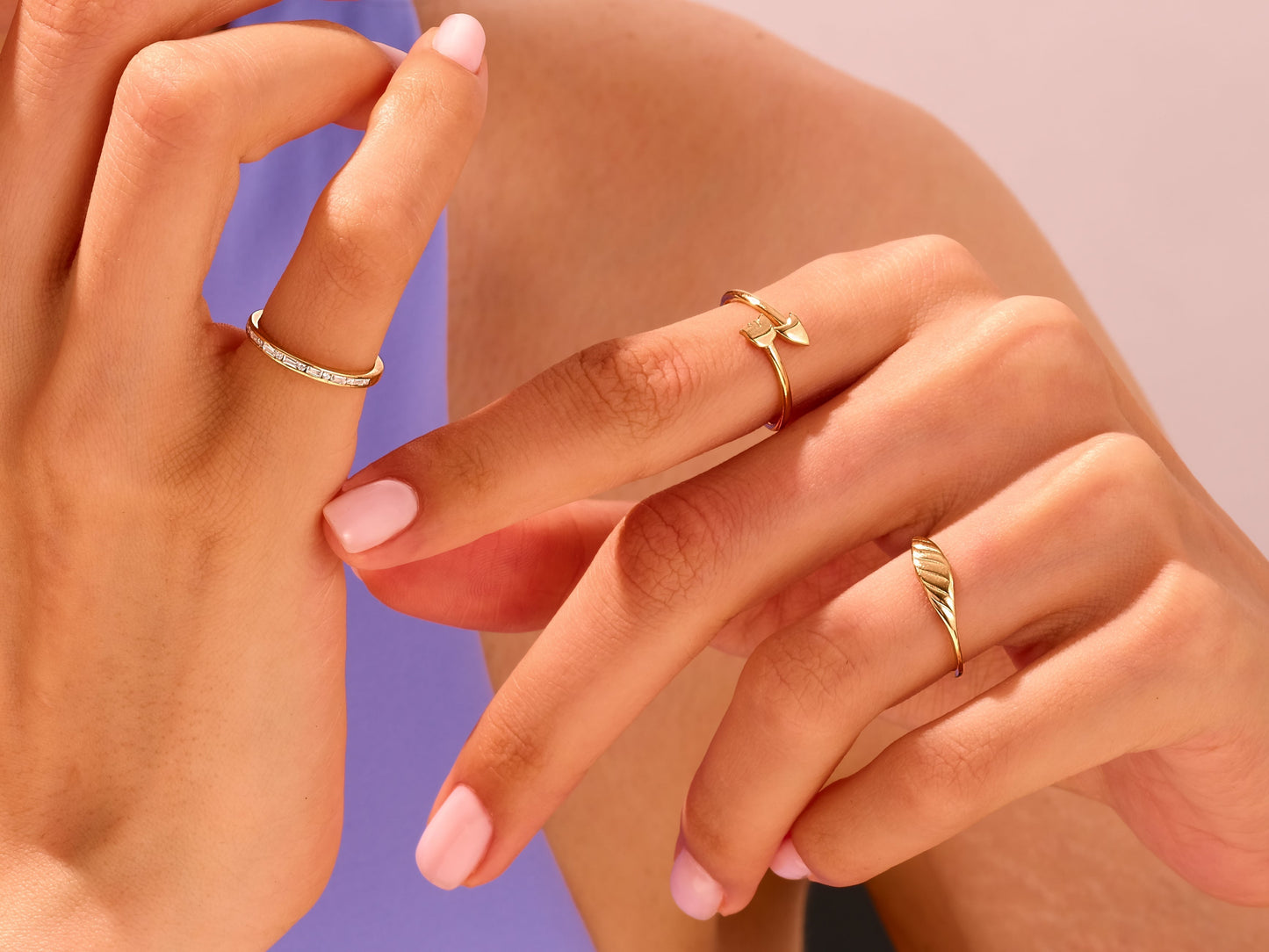 Channel Set Baguette and Round Ring