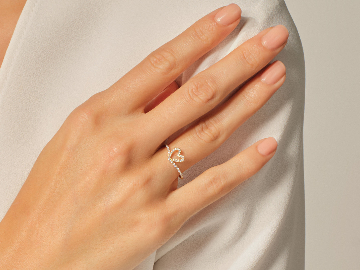 Curved Heart Ring
